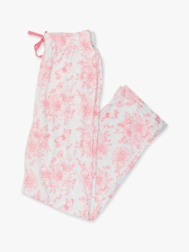 Pink Garden Toile Bamboo Adult Pajama Pants, Size: Adult XL