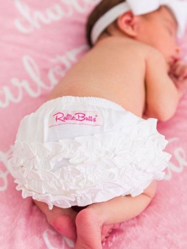 White Knit RuffleButt Bloomer, Size: 3/6M