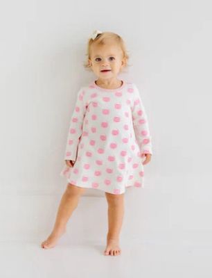 Long Sleeve Polly Play Dress- Pink Vintage Prep Pumpkin