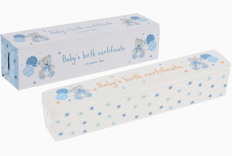 Little Bear Ceramic Birth Certificate Holder