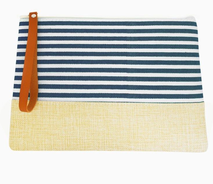 Navy Stripe Woven Clutch