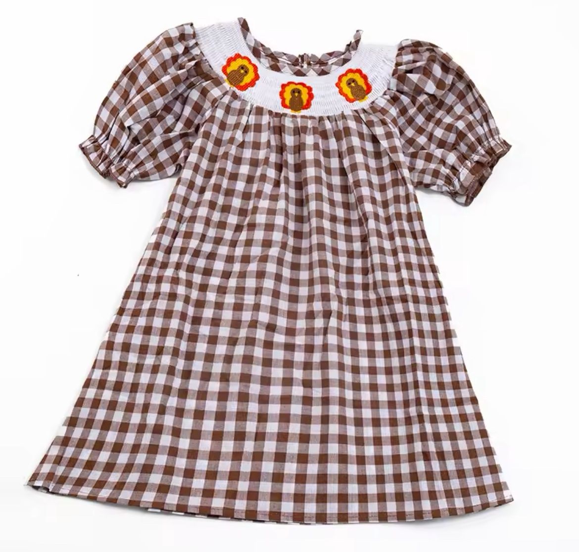 Brown Gingham Turkey Dress, Size: 3T