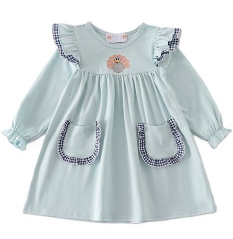 Green Embd Turkey Dress, Size: 5T