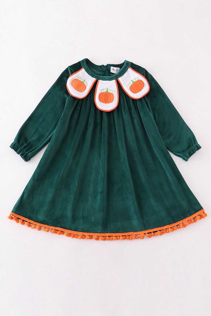 Velvet Green Embd Pumpkin Dress, Size: 12M
