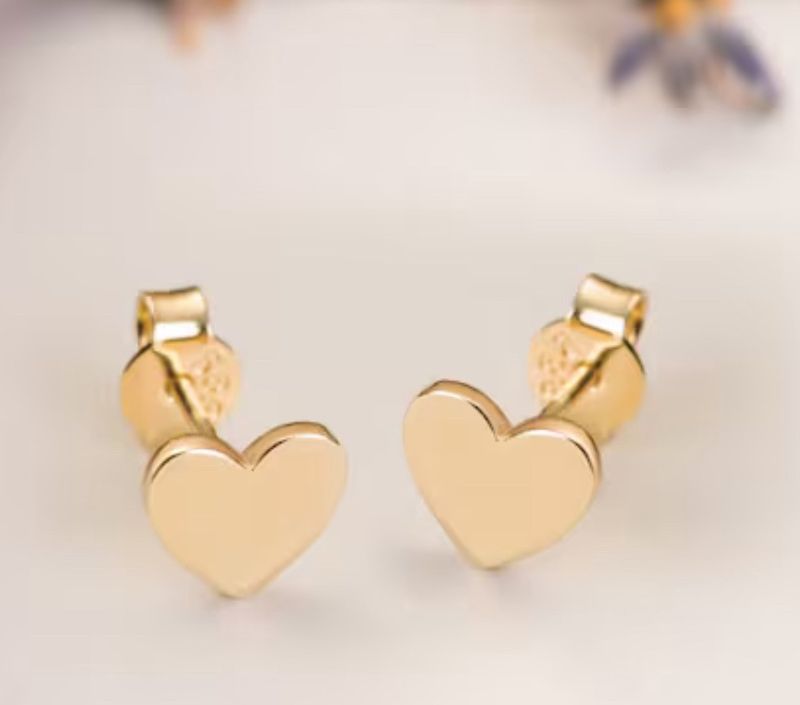 Sterling Silver Gold Tone Heart Earrings