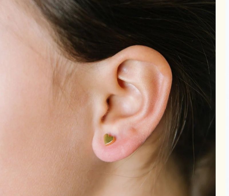 Sterling Silver Gold Tone Heart Earrings