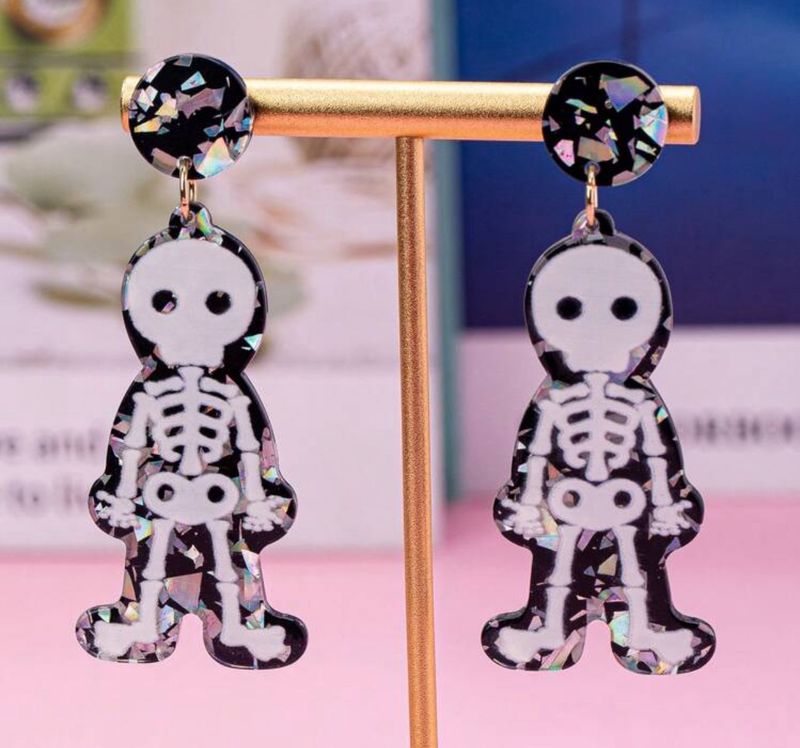 Glitter Skeleton Earrings