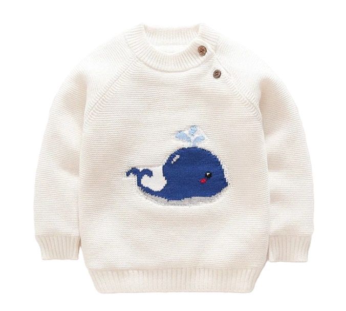 Cream Whale Sweater, Size: 4/5T