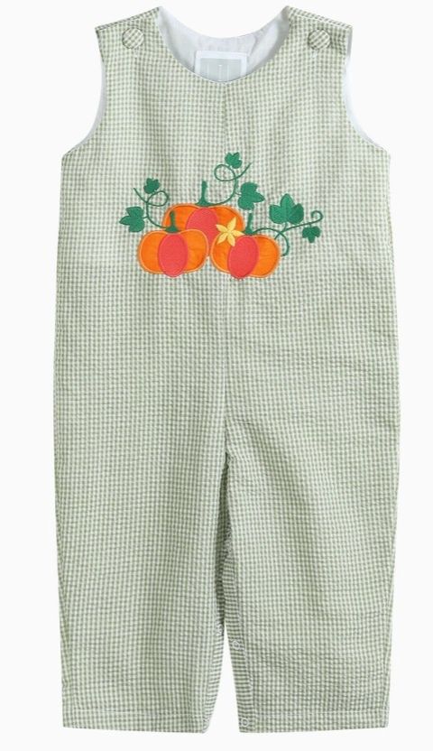 Gingham Pumpkin Long all, Size: 2T