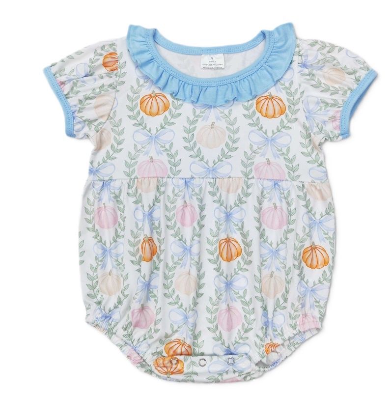 Blue Collar Pumpkin Romper, Size: 0/3M