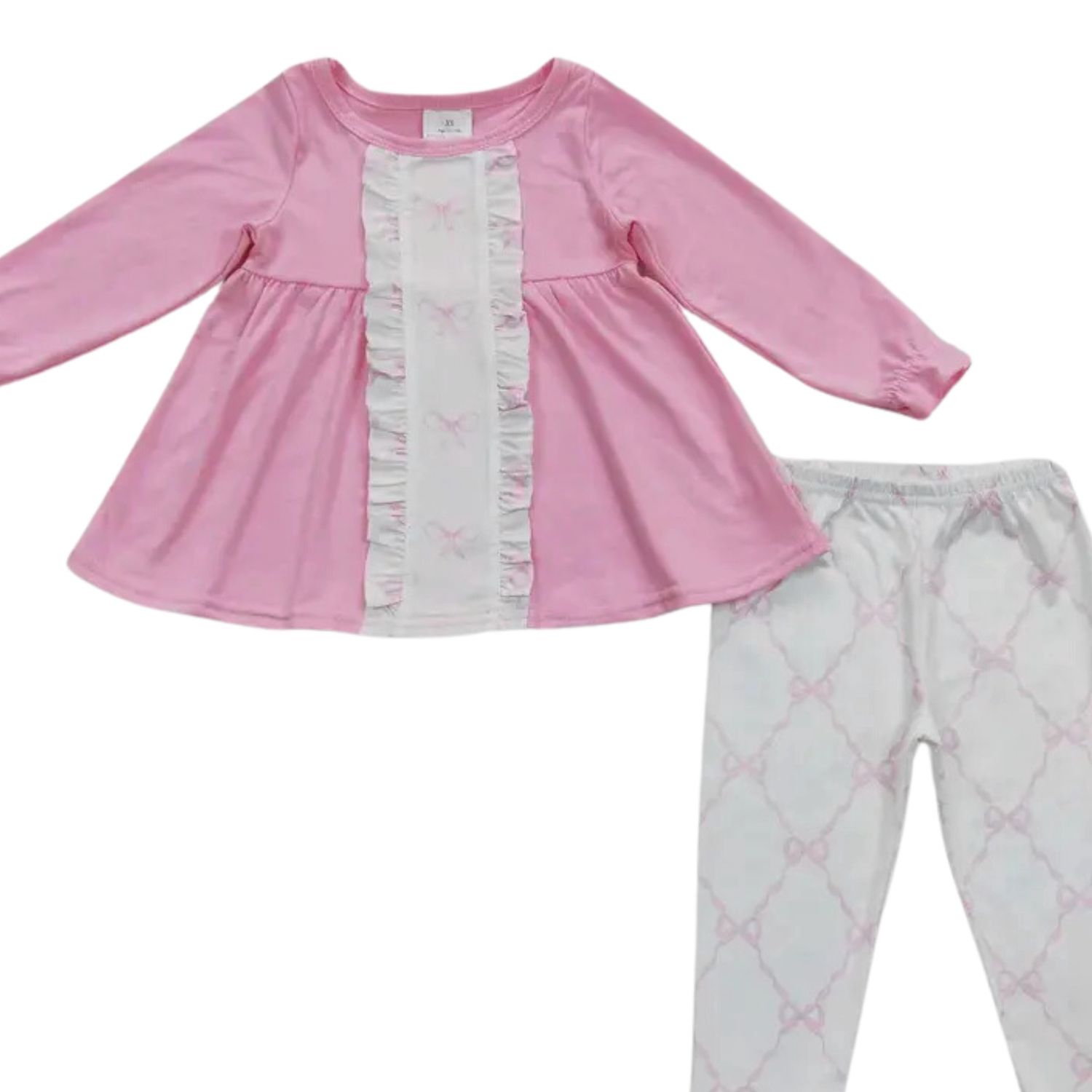 Pink LS Bow Legging Outfit, Size: 10/12