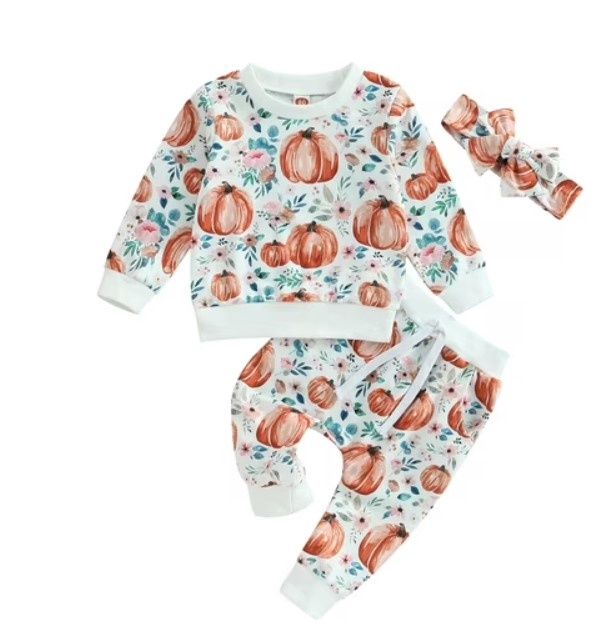 Pumpkin Sweat Set, Size: 3/6M