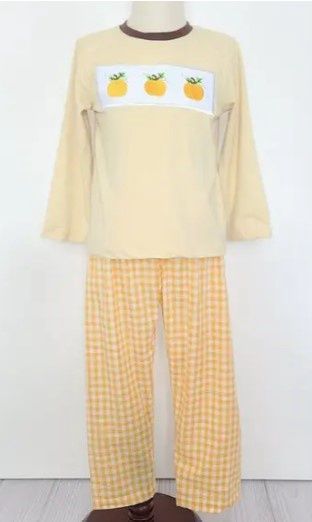 PUMPKIN EMBROIDERED BOY SET, Size: 2T