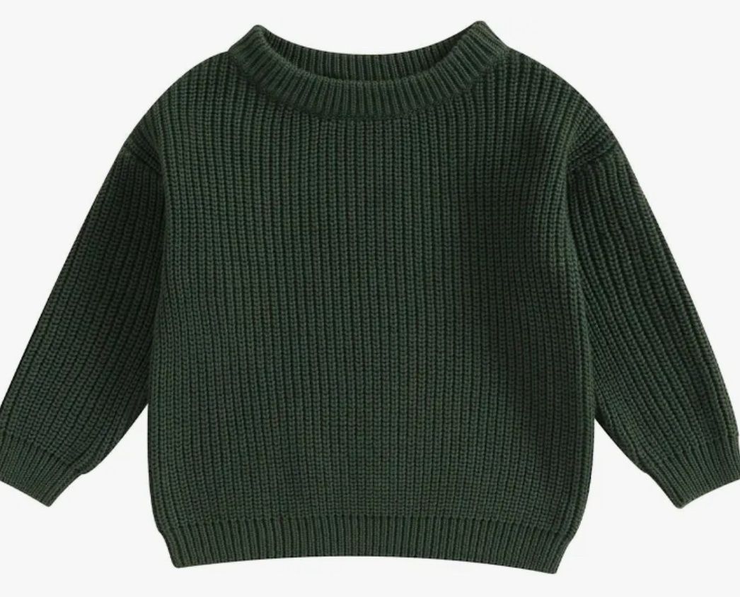 Dark Green Knit Sweater, Size: 1/2T