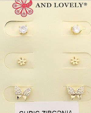 CZ Butterfly Stud Set