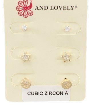 Star &amp; CZ Stud Earring Trio