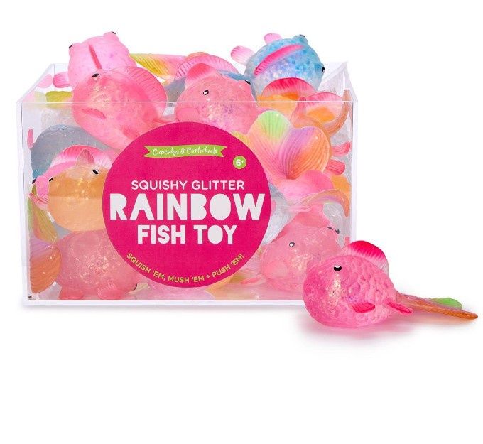 Rainbow Glitter Squishy Fish