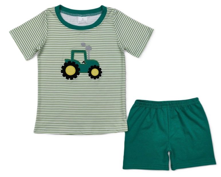 Green Stripe Tractor Set