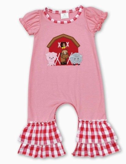 Pink Ruffle Farm Romper