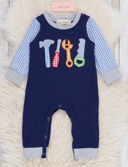Handy Helper Embroidered Tool Romper