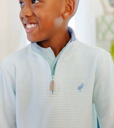 Hayword Half Zip- Sea Island Seafoam w/Beale Street Blue