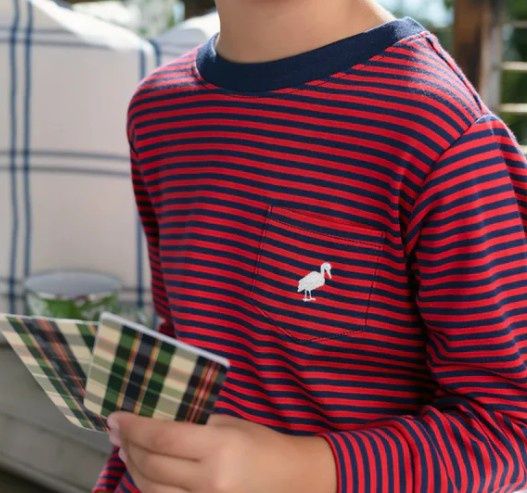 Long Sleeve Carter Crewneck-Richmond Red/Navy Stripe