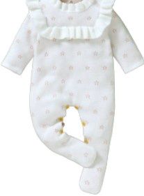 Cream Knit Baby Girl Romper