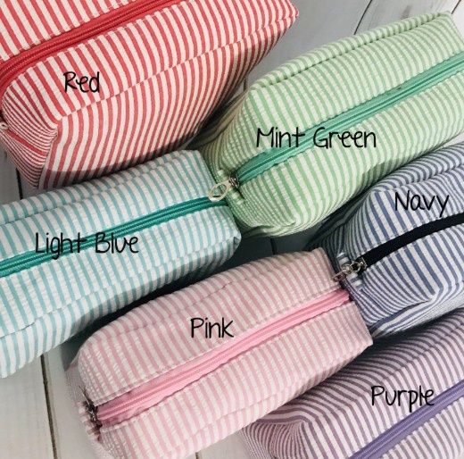 Seersucker Pencil Bag with Monogram