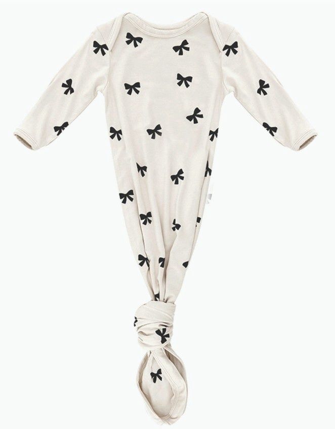 Beige &amp; Black Bow Baby Gown