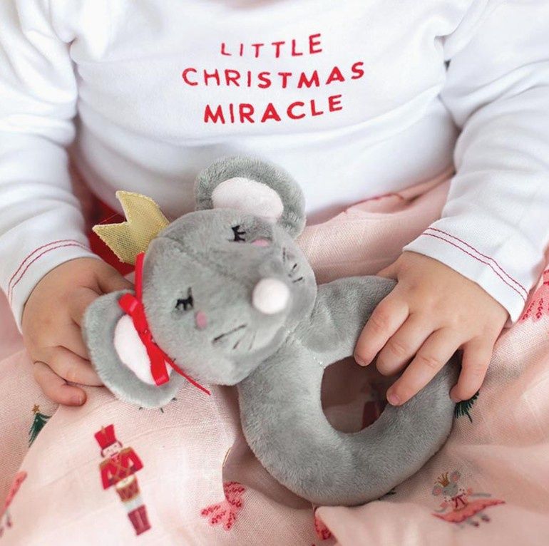 Christmas Nutcracker Mouse Rattle &amp; Swaddle Set