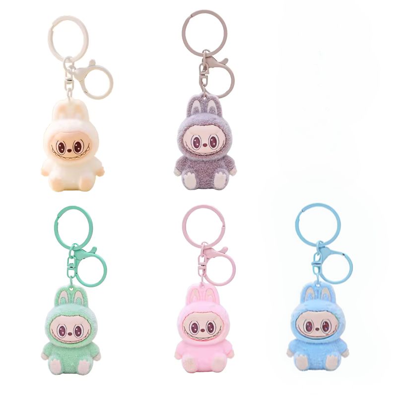 Flocked Labubu Keychain