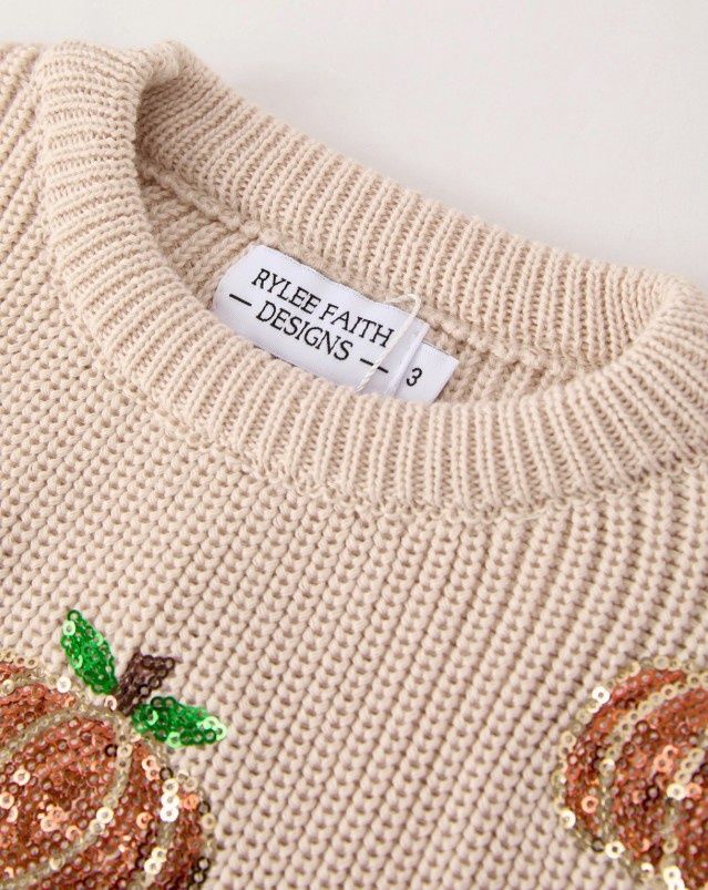 Cream Sequin Pumpkin Sweater