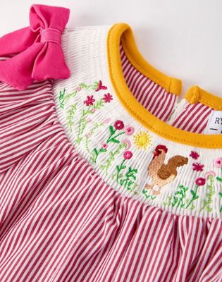 Girls Autumn Smocked Rooster Romper