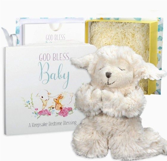 God Bless Baby Gift Book and Praying Lamb