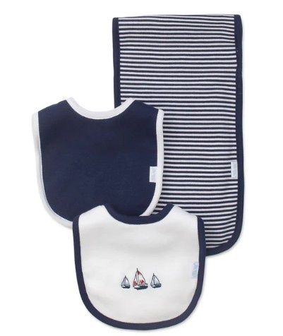 Sailboats Bib &amp; Burp Set