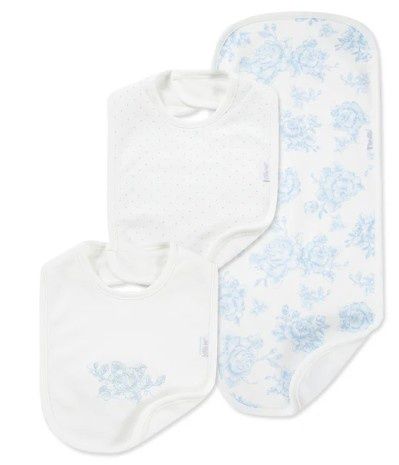 Blue Roses Bib &amp; Burp Set