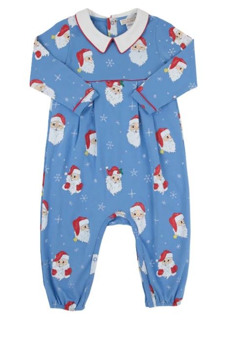 LS Bradford Romper- Dear Santa (Barbados Blue)