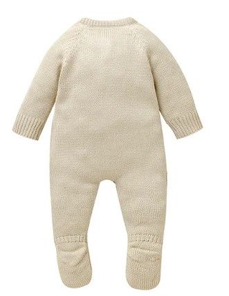 Beige Knit Button Front Romper