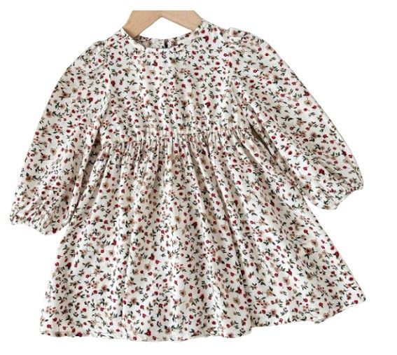 Apricot Ditsy Floral Back Bow Dress