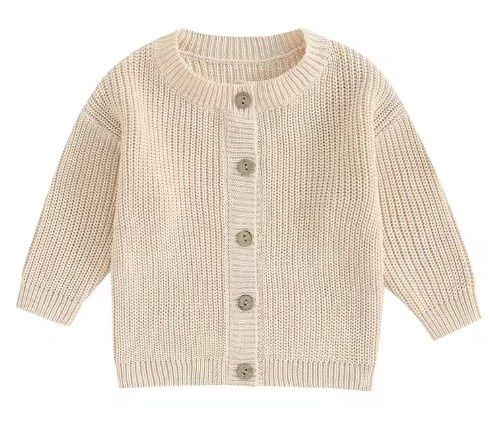 Beige Knitted Button Up Sweater