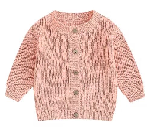 Pink Knitted Button Up Sweater