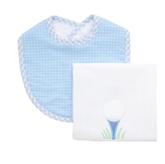 Golf Basic Bib &amp; Burp Box Set-Blue