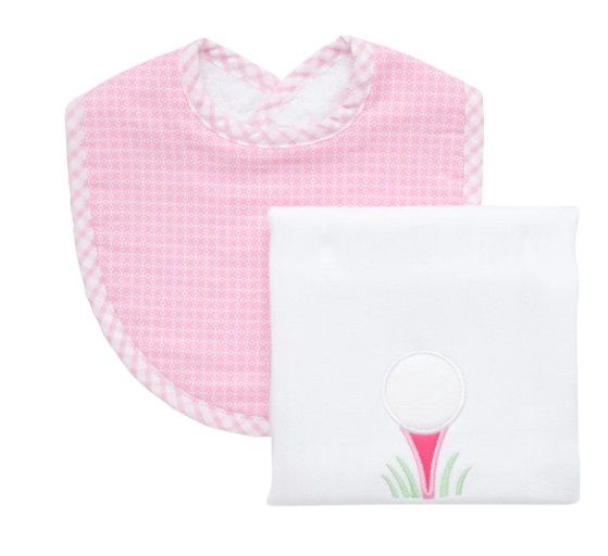 Golf Basic Bib &amp; Burp Box Set-Pink