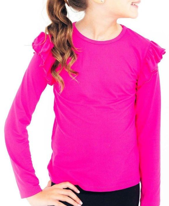 Hot Pink L/S Ruffle Tee