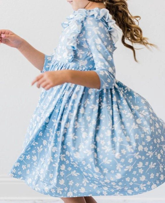 Bluebell 3/4 Sleeve Ruffle Twirl Dress