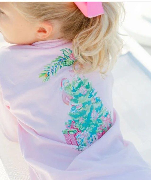L/S Santa &amp; Tree Pink T Shirt