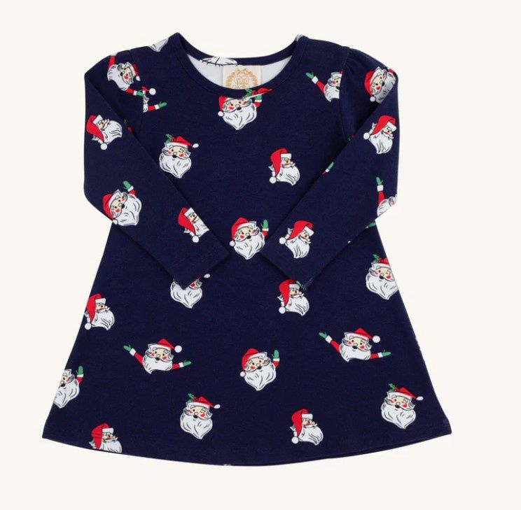 Long Sleeve Penny&#39;s Play Dress- Jolly Old St. Nick