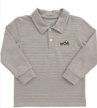 Itsy Bitsy Striped Polo- Tractor