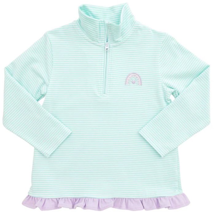 Itsy Bitsy Rainbow Ruffle 1/4 Zip Pullover