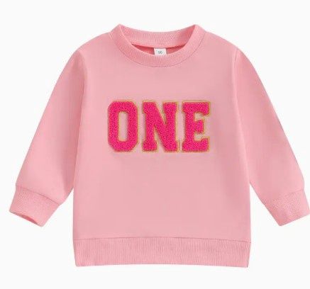 Girls One Chenille Patch Sweatshirt